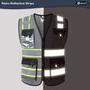 JKSafety Hi Vis Reflective Safety Vests for Men Women High Visibility Vest with Pockets Mesh Fabric Construction Safety Apparel Neon Vest for Work (220-Grey XL)