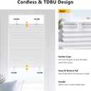8 x LazBlinds Tool-Free Cordless Pleated Shades with Suction Cups Light Filtering Top Down Bottom Up Pleated Blinds for Windows Size 36" W X 64" H, White, 8 Packs