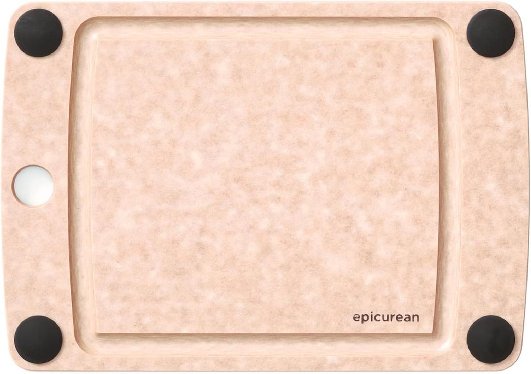 Epicurean All-In-One Cutting Board with Non-Slip Feet and Juice Groove, 10"  7", Natural/Black