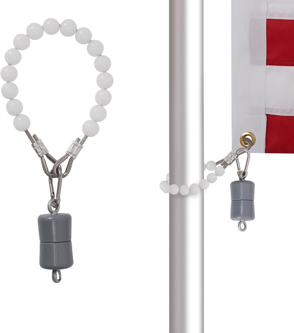 Flag Weights 1.5 LB and Flag Pole Beaded Retainer Ring, Flag Pole Counterweight for Bottom of Flag Keep Flag Straight Windy Days Internal Halyard Flagpole Accessories