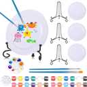 SPEDANSS 4 Set Acrylic Paint Kits,Kids Painting Set with 4 Painting Plastic Canvas Panels 4 Metal Mini Easel 12 * 2 Colors 4 Brushes 2 Palettes Mini Paint Set for Kids Adults Artists and Beginners