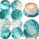 8 Pcs Ocean Diamond Art Painting Coasters with Holder, DIY Ocean Diamond Crafts Coasters for Adults, Diamond Art Painting Kits for Women, Beginners, Diamond Craft Supplies