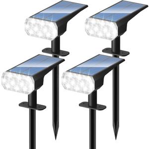 DINGLILIGHTING Solar Lights Outdoor Waterproof: IP65 Led Spot Light Decorations for Garden - 3 Lighting Modes Solar Powered for Yard - Halloween Christmas Lights Landscape Pathway Patios 4Packs White