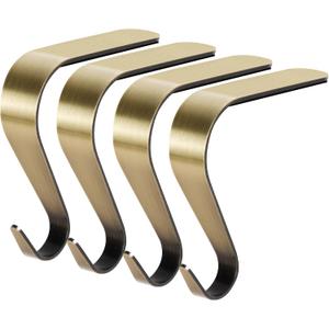 Palonu Christmas Stocking Holders Mantel Stcoking Hangers Metal Hanging Hooks Ornament Hooks Fireplace Hanger Grip for Christmas Decorations (4, Bronze)