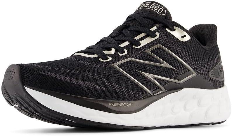 New Balance Women's Fresh Foam 680 V8 (10 Wide, Black/Light Gold Metallic/Black Metallic)