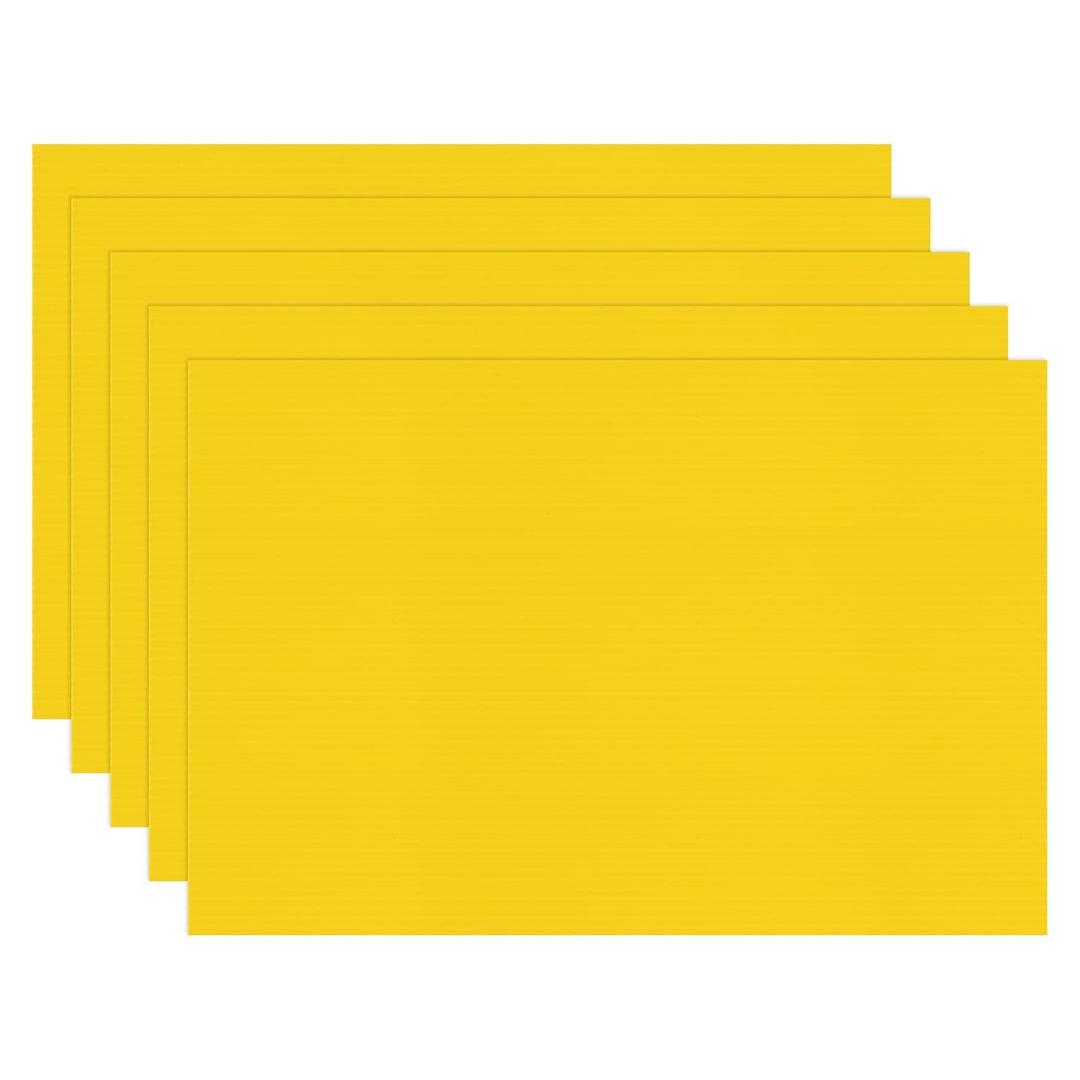 5-Pack Corrugated Plastic Sheets, 12 Inch x 16 Inch Waterproof Blank Corrugated Poster Board Yard Signs for Garage Sale/Office/Classroom/Party/Lawn Sign Road [3mm Thick, Yellow]
