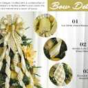 HUIHUANG Gold Christmas Tree Topper Bow 13 inch x 45 inch Gold and White Large Christmas Bows Diamond Velvet Bows for Christmas Tree Ornament, Wreaths, Staircase, Mantel, Home Decor