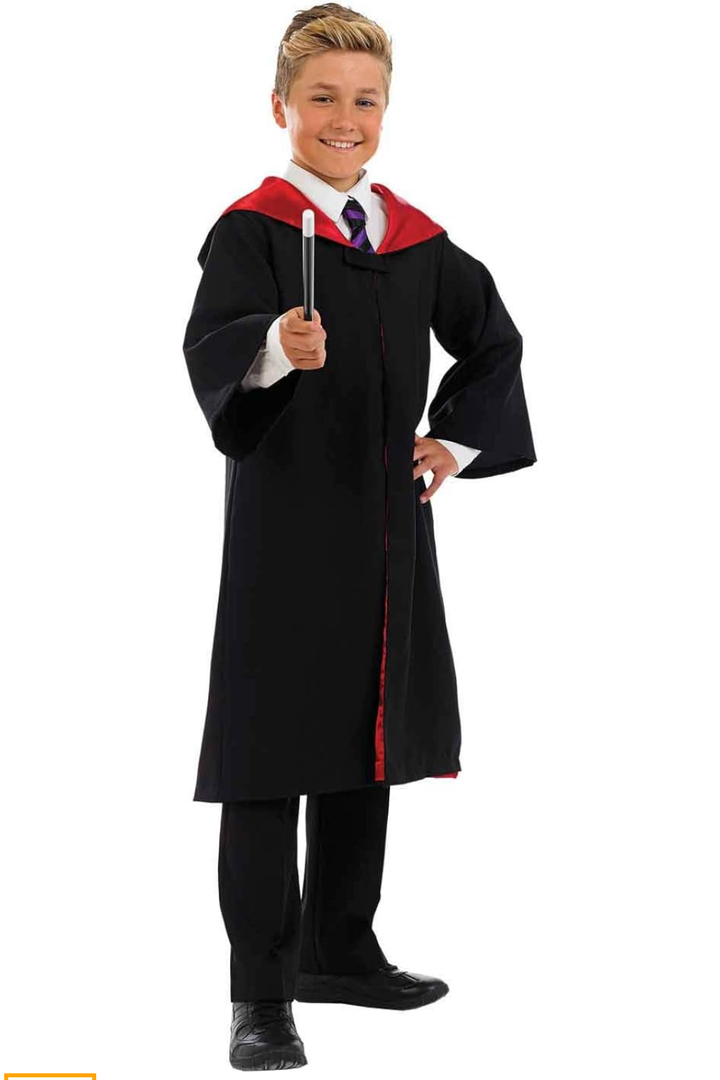 fun shack Kids Wizard Robe Cloak, Black Wizard Costume for Halloween, Kids Robe Outfit for Dress Up and Parties, S