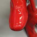 DREAM PAIRS Women's Gogo Boots Square Toe Chunky Wide Calf Knee High Boots For Women (5.5, Red/Patent/Pu)