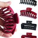 Mesovor 4 Pack Silicone Flexible Hair Claw Clips, Nonslip Large Bendable Claw Clip | Soft Hair Grip Hairclips for Thin and Thick (Black, Wine Red)