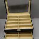 AUTOARK Leather 24 Piece Eyeglasses Storage and Sunglass Glasses Display Drawer Lockable Case Organizer, Black, AW-095