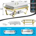 9QT Chafing Dishes for Buffet 4 Pack with 4 Full-Size Pans, Gold