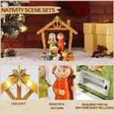 6.3" Nativity Scene with Lights - Hand Painted Nativity Sets Resin Figure, First Christmas Story Decoration Holy Family Manger Little People Nativity Set for Indoor Mantle Shelf Tabletop