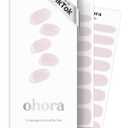 ohora Semi Cured Gel Nail Strips (N Bare Pink) - White, Solid, Works with Any UV/LED Lamps, Salon-Quality, Long Lasting, Easy to Apply & Remove - Includes 2 Prep Pads, Nail File & Wooden Stick