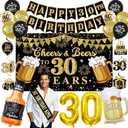 Vlipoeasn 30th Birthday Decorations for Him, Cheers and Beers to 30 Years Decorations for Men, Happy 30th Birthday Decor Kit with Backdrop Banner, King Sash