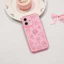 NITITOP Compatible with iPhone 16 Plus Case Cute Clear Pink Glitter Bow Knot Design Shiny Star Sparkle Bling Diamond Girls Women Soft TPU Shockproof Protective Phone Cover - Dot Heart Bow