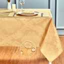 HomeJoy Rectangle Table Cloth Linen Farmhouse Stainproof Waterproof Washable Polyester Oblong Rectangular Fabric Table Cover for Kitchen Dining Dinner (Gold, 60 X 84 Inch)
