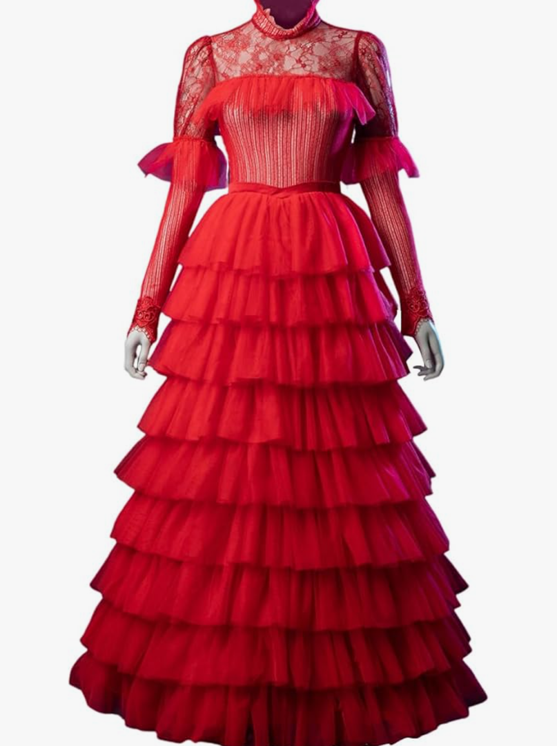 CosFantasy Womens Lydia Cosplay Costume Red Gothic Wedding Dress Gown Bride Costume Halloween FY0100 L