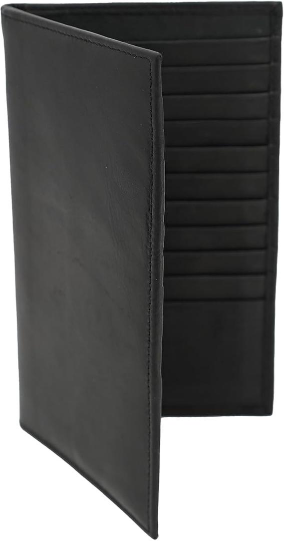 AG Wallets 20 Card Wallet for Men  Slim Long RFID Credit Card Holder with 2 Bill Compartments & ID Window  Soft Cowhide Leather Large Capacity Bifold  Black