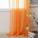 HUTO Orange Sheer Curtains 54 inches Long for Bedroom Top Rod Pocket Sheer Window Panels Curtains for Nursery Living Room 52 by 54 Inch Length Set of 2