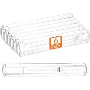 6 Pack Drawer Dividers for Clothes, 2.3" High 13"-21" Adjustable Drawer Dividers Expandable Dresser Drawer Organizer, Clear Drawer Separators for Clothes, Underwear, Cosmetic, Kitchen Utensils Storage