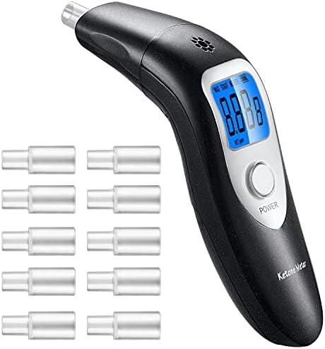 Portable Breath Ketone Meter, Professional Digital Ketone Breath Analyzer Tracing Ketosis Status with 10 Mouthpieces for Testing Ketosis