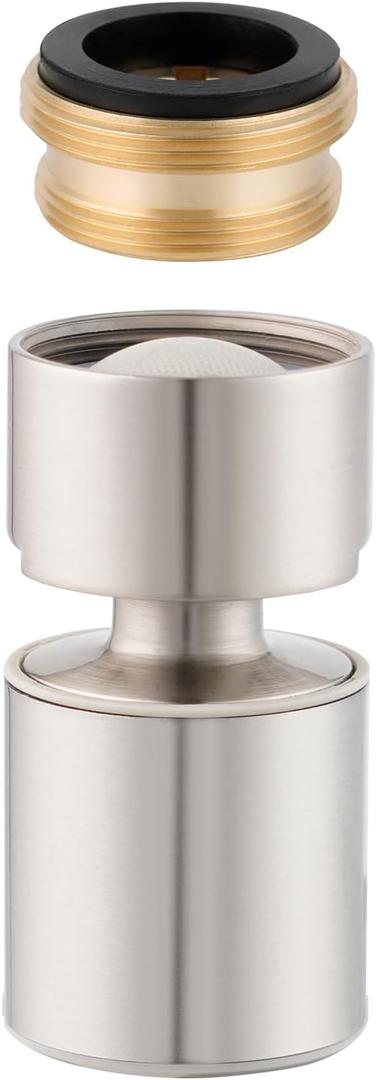 Hibbent NSF/ANSI/CAN 61 Certified Faucet Aerator, CUPC Certification 360 Degree Swivel Kitchen Sink Aerator, 2-Flow Sprayer Faucet Replacement Part 55/64 Inch Female Thread - Brushed Nickel