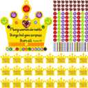 24 Sets Mother's Day Ornament Craft Kit Fun Express Religious Crown Craft Kit with Gems Stickers Holiday Gift DIY Color Your Own Crown Crafts Coloring Kit Headband for DIY Project Activities
