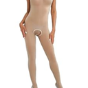 Women's Bodysuits Pantyhose Bodystocking Ultra Shimmery Stretch Toe to Bust Crotchless Body Stocking Lingerie (Beige)