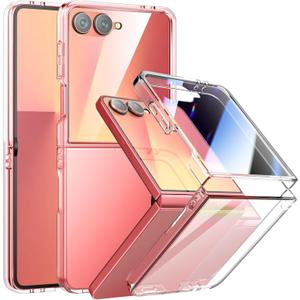 2 x Foluu Slim Fit Case for Samsung Galaxy Z Flip 7, with Front Built-in Screen Protector, Hard PC Back Protective Cover for Samsung Galaxy Z Flip7 5G 2025 (Clear)