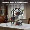 Small Wine Racks Countertop. Stylish Wine Holder Countertop with Modern Arched 6-Bottle Metal Wine Rack Design.Wood Handle.Effortless Assembly, Perfect for Cabinet,Bar &Kitchen (Black)
