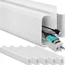 EVEO Cable Management 96'' J Channel- 6 Pack Cord Cover- Cable Raceway- Cable Management Under Desk with Adhesive Stripe Built-in 6 X 16in- Easy to Install Desk Cord Organizer- Cable Raceway, White