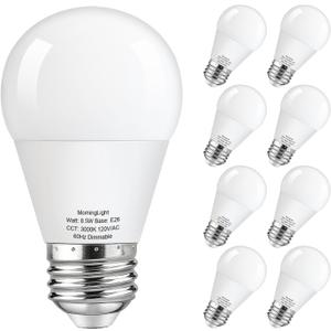 MorningLight Dimmable A15 LED Light Bulb 75 Watt Equivalent, 3000K Soft White, 800LM, 8.5W A15 Light Bulbs 75 Watt Soft White for Wall Sconces, Pendant, 25000+ Hours Lifespan, 8Pack