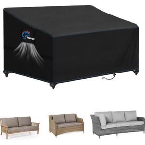 SIRUITON 2-Seat Heavy Duty Garden Patio Sofa/Loveseat/Bench Cover,100% Waterproof Outdoor Sofa Cover, Lawn Patio Furniture Covers Black,58" W x 32.5" D x 31" H
