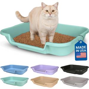 KittyGoHere Senior Cat Litter Box 1 Pack, Large Green Low Entrance Kitty Litter Box, Sized for Cats Comfort, Perfect for Senior and Arthritic Cats, Made in USA