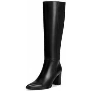 Vipost 3.35-inch Pointed Toe Knee High Boots for Women, Chunky Block Heel Tall Boots for Women with Side Zipper, Long Fall Winter Boot 2025, Size 8,5 (Black)