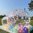 10FT Inflatable Bubble House Dome for Kids, Clear PVC Inflatable Bubble House Tent with Tunnel, Bubble Balloon House with 800W Air Blower, 600W Air Pump with 50pcs Balloons Inflatable Dome for Party