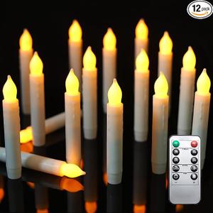 Flameless Candles with Remote, Battery Operated Candlesticks, Led Taper Candles with Timer, Flickering Electric Candleslights for Home Party Christmas Decor H 12pcs with Remote