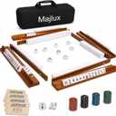 American Mahjong Set with 166 Scratch-Resistant Mahjong Tiles,4 Instruction, Complete Tile Set with 4 Solid Pine Wood Racks & Magnetic Pushers, Portable Carrying Bag & Full Accessories, 47 x 13.5 x 11.5 cm