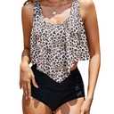 Edelqual Tankini Swimsuits for Women High Waisted Bikini Sets Plus Size Two Piece Bathing Suits Tummy Control Swimwear, XXL