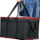 Musbus For Doordash Catering Bag 22x14x13 Black Red Insulated Food Delivery Bag Cooler Bags Keep Food Warm Catering Therma for Doordash Catering Cooler BagsTherma Shopper Hot XXXL 22w x 14 lx 13d