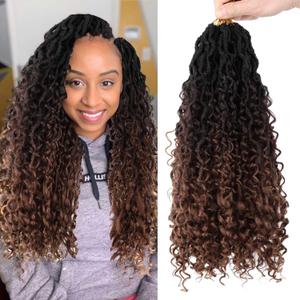 8 Packs Goddess Locs Crochet Hair 14 Inch,Boho Faux Locs Crochet Hair with Curly Ends,River Locs Crochet Braids for Black Women TBUG#