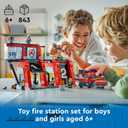 LEGO City Fire Station with Fire Truck Toy - Kids Toy Building Sets with 2 Fire Truck Attachments - Gifts for Boys & Girls Ages 6+ - Pretend Play Set with 5 Minifigures - 60414