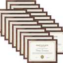 PETAFLOP Wooden Bulk 8.5x11 Picture Frame Set of 18, Rustic Brown Certificate Frames Fits 8.5 by 11 for Wall or Tabletop Display