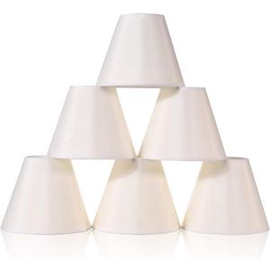Wellmet Chandelier Shades, ONLY FOR CANDELABRA BULBS, Clip-on Fitter Lamp Shades, 3" x 6" x 5", Set of 6, Cream White
