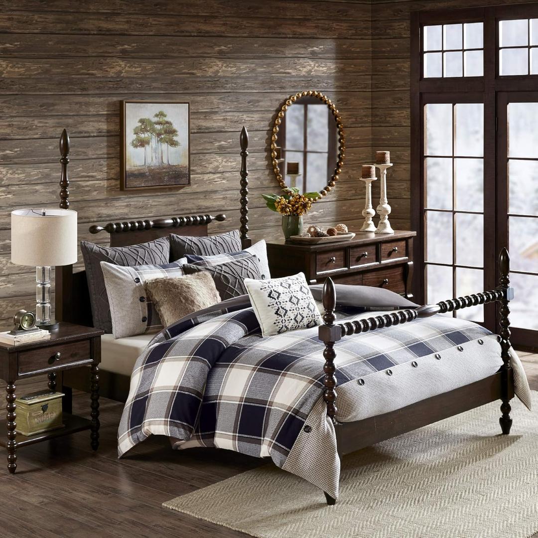 Madison Park Signature Cozy Comforter Set - All Season Bedding Combo Filled Insert and Removable Duvet Cover, Shams, Decorative Pillows, Plaid Brown/Black King (110 in x 96 in) 10 Piece Madison Park Signature Cozy Comforter Set - All Season Bedding Combo Filled Insert and Removable Duvet Cover, Shams, Decorative Pillows, Plaid Brown/Black King (110 in x 96 in) 10 Piece