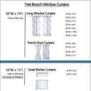 FMFUNCTEX White Yellow Kitchen Curtains for Bathroom Tree Branch Print Semi Sheer Linen Tiers for Bathroom Small Caf Curtains 24 Inch Length Grey Farmhouse Rustic Curtains Rod Pocket 2 Panels Set