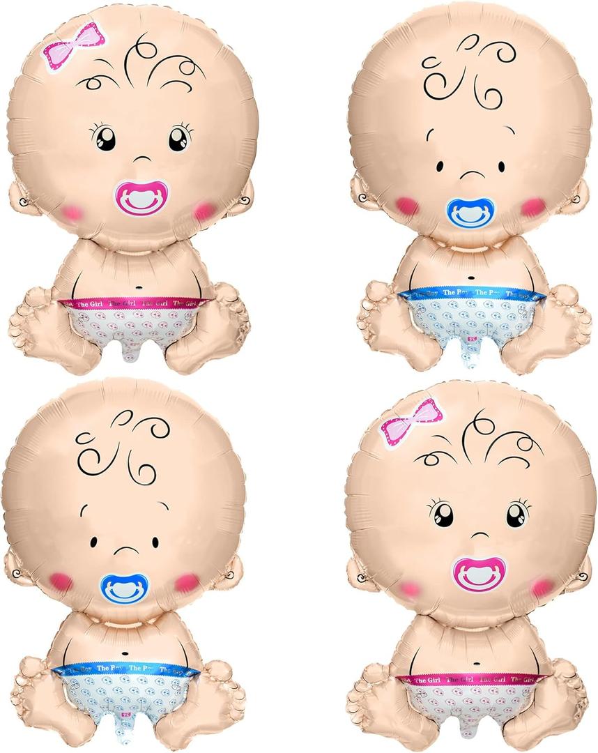 KatchOn, Gender Reveal Balloon - 29 Inch Pack of 4 | Baby Girl Baby Boy Balloons for Twin Gender Reveal Decorations | Boy or Girl Balloon, balloons for baby Shower Decorations | Twin Balloons