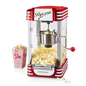 Nostalgia Popcorn Maker Machine - Professional Tabletop With 2.5 Oz Kettle Makes Up to 10 Cups - Vintage Popcorn Machine Movie Theater Style - Metalic Red