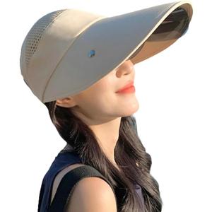 2025 Large Wide Brim Sun Hat for Women Goggles UV Protection Beach Visor Cap Sports Golf Hiking (Beige)